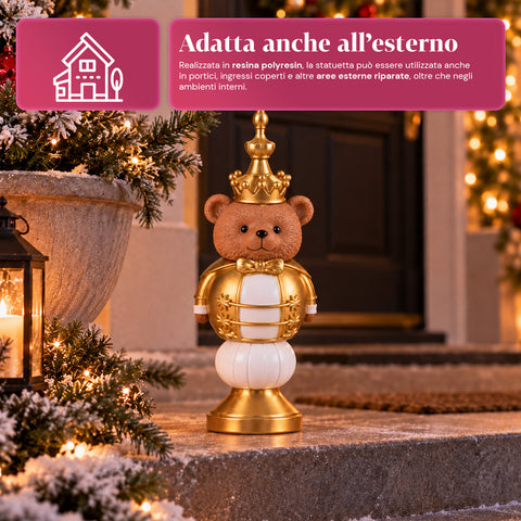 35 cm Resin Christmas Figurine, Christmas Decoration with Santa Claus, Nutcracker Soldier and Teddy Bear, Red or White, Indoor and Outdoor
