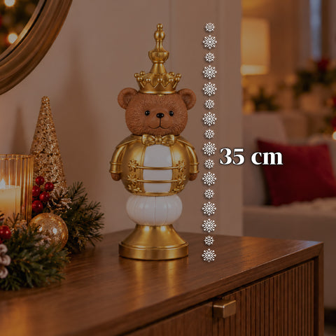 35 cm Resin Christmas Figurine, Christmas Decoration with Santa Claus, Nutcracker Soldier and Teddy Bear, Red or White, Indoor and Outdoor