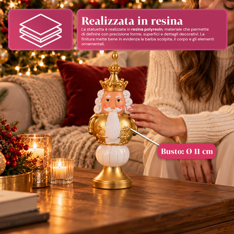35 cm Resin Christmas Figurine, Christmas Decoration with Santa Claus, Nutcracker Soldier and Teddy Bear, Red or White, Indoor and Outdoor
