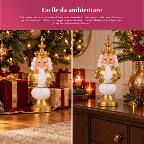 35 cm Resin Christmas Figurine, Christmas Decoration with Santa Claus, Nutcracker Soldier and Teddy Bear, Red or White, Indoor and Outdoor