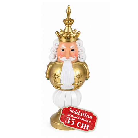 35 cm Resin Christmas Figurine, Christmas Decoration with Santa Claus, Nutcracker Soldier and Teddy Bear, Red or White, Indoor and Outdoor