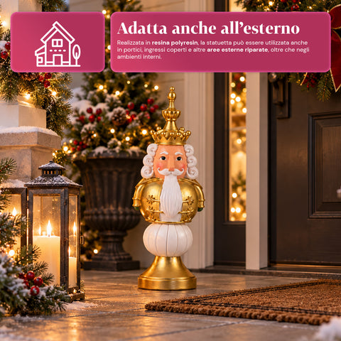 35 cm Resin Christmas Figurine, Christmas Decoration with Santa Claus, Nutcracker Soldier and Teddy Bear, Red or White, Indoor and Outdoor