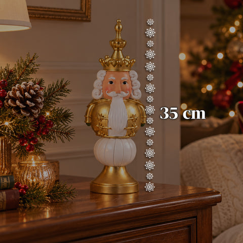 35 cm Resin Christmas Figurine, Christmas Decoration with Santa Claus, Nutcracker Soldier and Teddy Bear, Red or White, Indoor and Outdoor