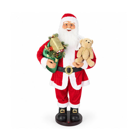 Dancing Santa Claus 150 cm with Music, Singing and Movement - Indoor Christmas Decoration with Button, 38 cm Base, Red