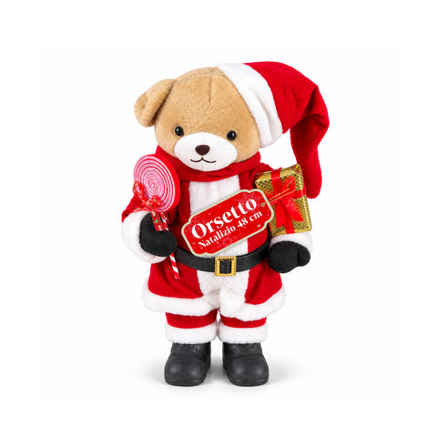 Plush Christmas Teddy Bear with Red and White Outfit, Three Sizes for Indoor Decoration