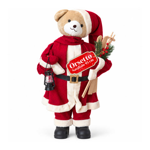 Plush Christmas Teddy Bear with Red and White Outfit, Three Sizes for Indoor Decoration
