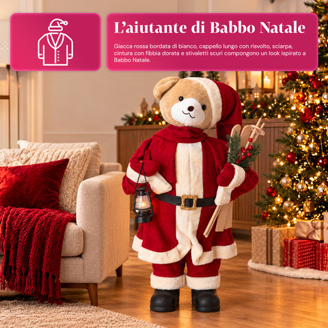Plush Christmas Teddy Bear with Red and White Outfit, Three Sizes for Indoor Decoration