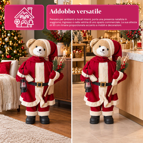 Plush Christmas Teddy Bear with Red and White Outfit, Three Sizes for Indoor Decoration