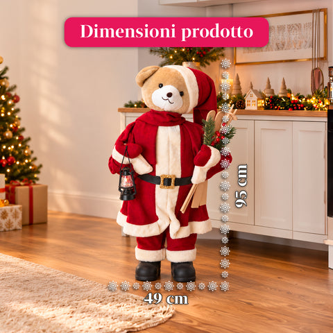 Plush Christmas Teddy Bear with Red and White Outfit, Three Sizes for Indoor Decoration