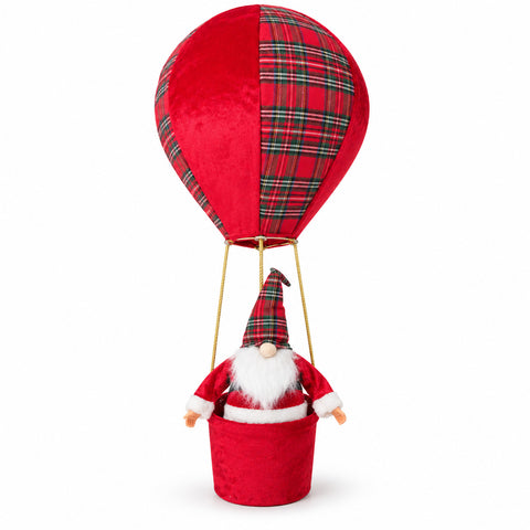Christmas hot-air balloon with Santa Claus or gnome, LED, 92 cm