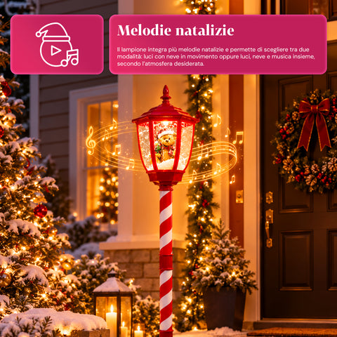 Christmas Street Lamp with Blown Snow, Music and LED Lights - 4 Variants