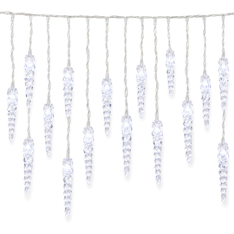 Christmas Icicle Curtain Lights, 176 Cool White LEDs, 225x140 cm