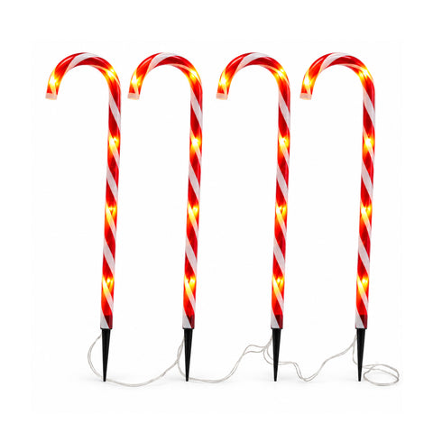 Solar-Powered Light-Up Candy Canes, 70 cm, Set of 4 with 40 LEDs