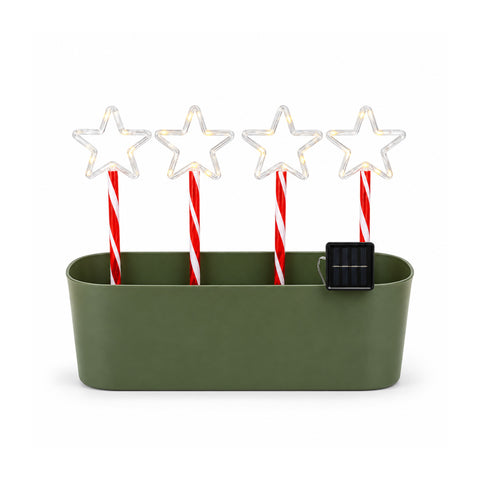 Solar-Powered Garden Star Lights, 4 Stakes with 36 Mini LEDs