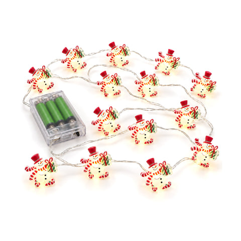 Battery-Powered String Lights with Christmas Characters, 20 Mini LEDs