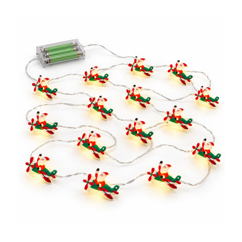 Battery-Powered String Lights with Christmas Characters, 20 Mini LEDs