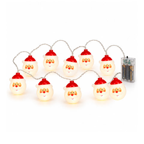 Battery-Powered Santa Claus String Lights, 10 Warm White LEDs