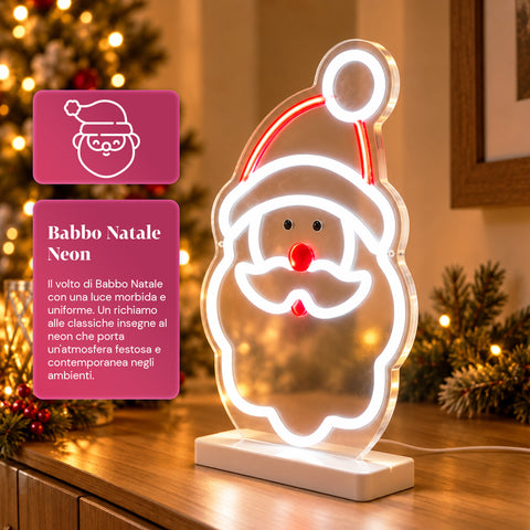 Neon LED Santa Claus Light 25x40 cm, Red and White Light
