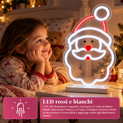 Neon LED Santa Claus Light 25x40 cm, Red and White Light