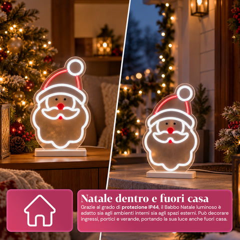 Neon LED Santa Claus Light 25x40 cm, Red and White Light