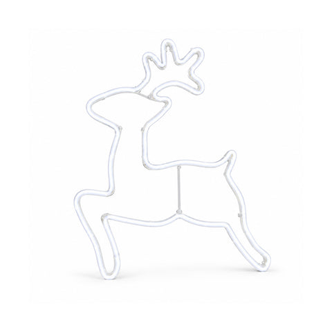 Cool White Neon LED Reindeer Light 65x58 cm, Indoor and Outdoor