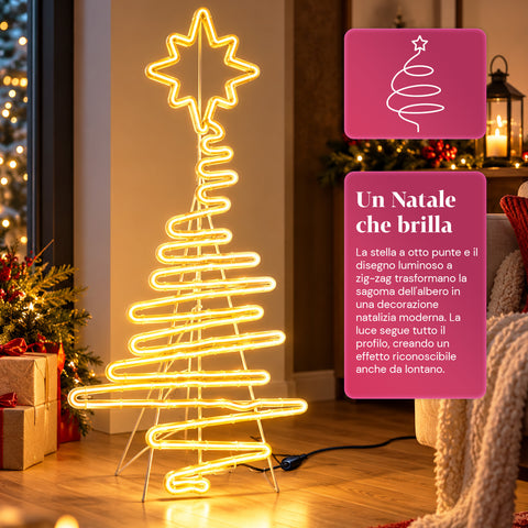 108 cm Neon LED Christmas Tree Light with Star, Warm White