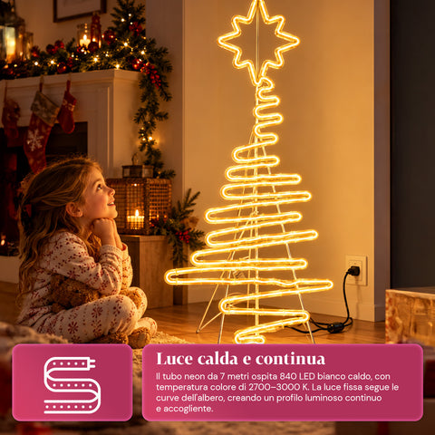 108 cm Neon LED Christmas Tree Light with Star, Warm White