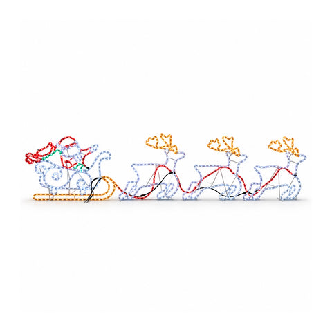 Santa Claus with Sleigh and 3 LED Reindeer Lights 400x75 cm, IP44