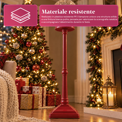 Christmas Street Lamp with Blown Snow, Music, and LED Lights - 3 Variants: White or Red Sphere 150 cm and Mailbox 160 cm