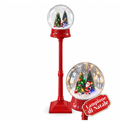 Christmas Street Lamp with Blown Snow, Music, and LED Lights - 3 Variants: White or Red Sphere 150 cm and Mailbox 160 cm