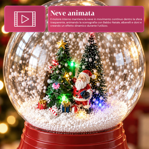 Christmas Street Lamp with Blown Snow, Music, and LED Lights - 3 Variants: White or Red Sphere 150 cm and Mailbox 160 cm