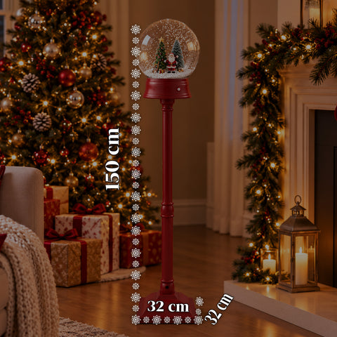 Christmas Street Lamp with Blown Snow, Music, and LED Lights - 3 Variants: White or Red Sphere 150 cm and Mailbox 160 cm