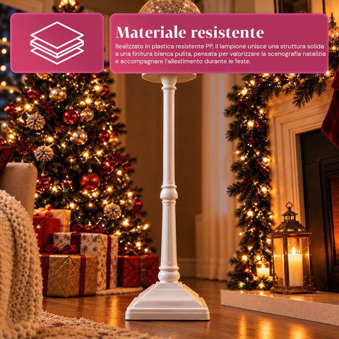 Christmas Street Lamp with Blown Snow, Music, and LED Lights - 3 Variants: White or Red Sphere 150 cm and Mailbox 160 cm