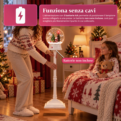 Christmas Street Lamp with Blown Snow, Music, and LED Lights - 3 Variants: White or Red Sphere 150 cm and Mailbox 160 cm