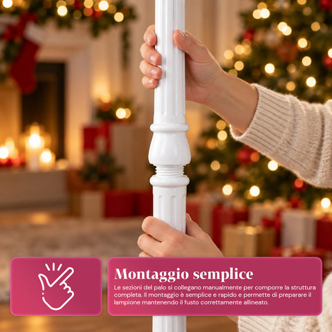 Christmas Street Lamp with Blown Snow, Music, and LED Lights - 3 Variants: White or Red Sphere 150 cm and Mailbox 160 cm