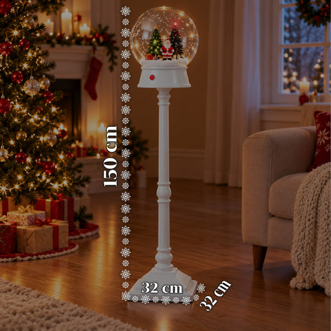 Christmas Street Lamp with Blown Snow, Music, and LED Lights - 3 Variants: White or Red Sphere 150 cm and Mailbox 160 cm