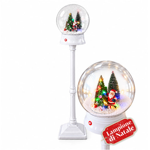 Christmas Street Lamp with Blown Snow, Music, and LED Lights - 3 Variants: White or Red Sphere 150 cm and Mailbox 160 cm