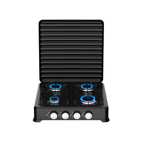 4-Burner Gas Stove with Black Lid
