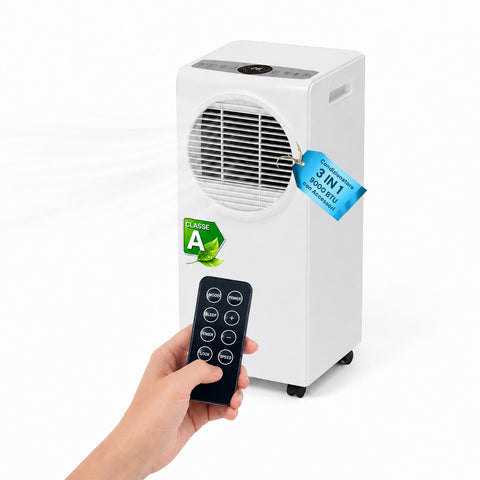 9000 BTU 3-in-1 Portable Air Conditioner in ABS with Remote Control (Class A R290), 950W + Timer