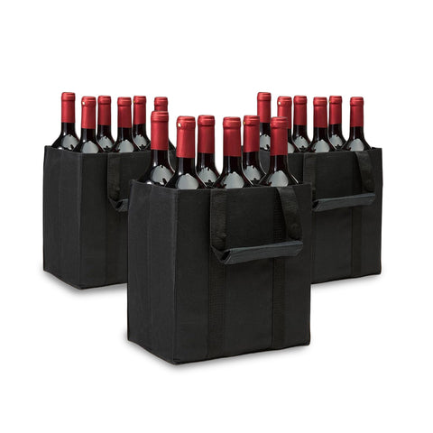 Set of 3 Bottle Holder Bags with 6 Compartments - Waterproof Oxford Fabric