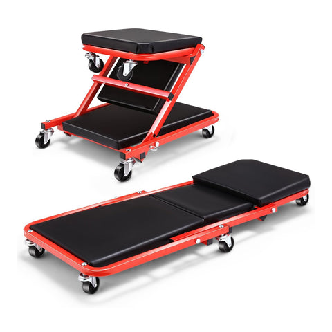 2-in-1 Under-Car Creeper with Padded Backrest and 150 kg Capacity