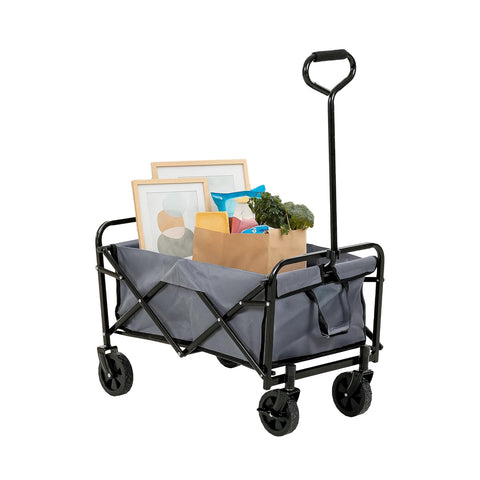 Folding steel garden cart with brake and handle, load capacity 80 kg