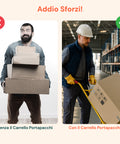 Carrello con capacità di carico fino a 200kg per trasporto sicuro di scatole, elettrodomestici e materiali pesanti, ideale uso intensivo