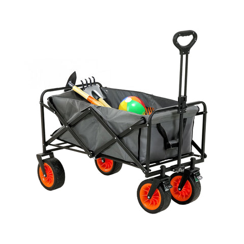 Foldable Steel Garden Cart with Brake and Handle, Capacity 160kg