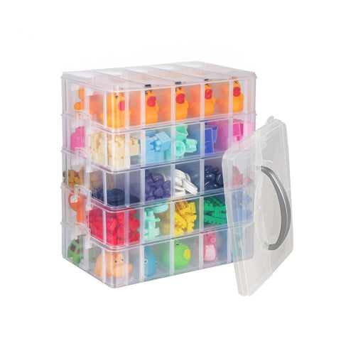 5-Tier Plastic Organizer with Handle and Removable Compartments