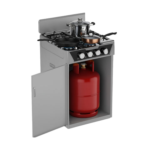4-Burner Gas Cooker with Gas Cylinder Compartment – For Indoor and Outdoor Use