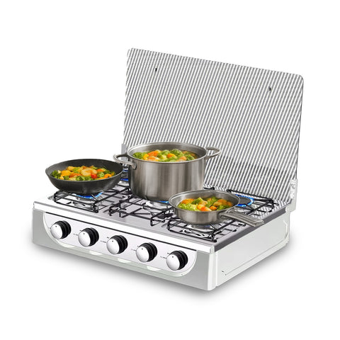 5-Burner Gas Stove with Tempered Glass Lid