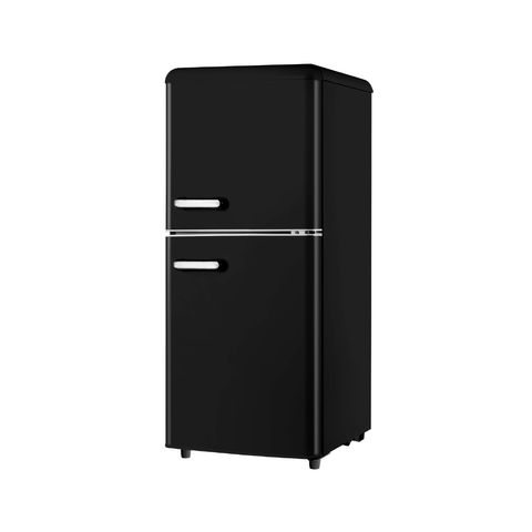 110L Retro Double-Door Refrigerator, Black