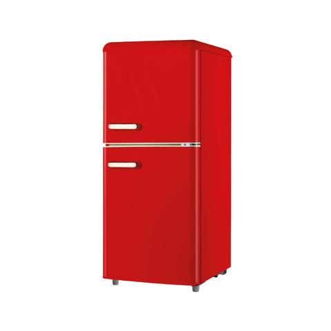 110l Retro Double-Door Refrigerator, Red