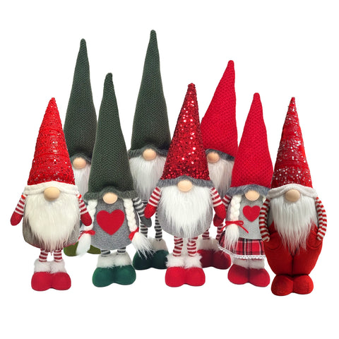 40 cm Christmas Gnome for Decoration, Red or Green, in Various Outfits